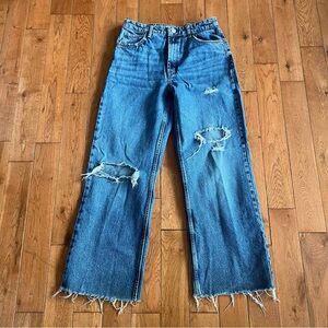 Zara Distressed Straight Leg Jeans - Size 8 (US)